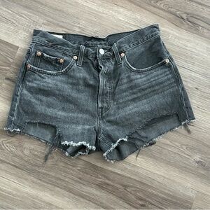 LEVIS Gray Waterless 501 button fly Denim Cutoff Shorts Women Size 28